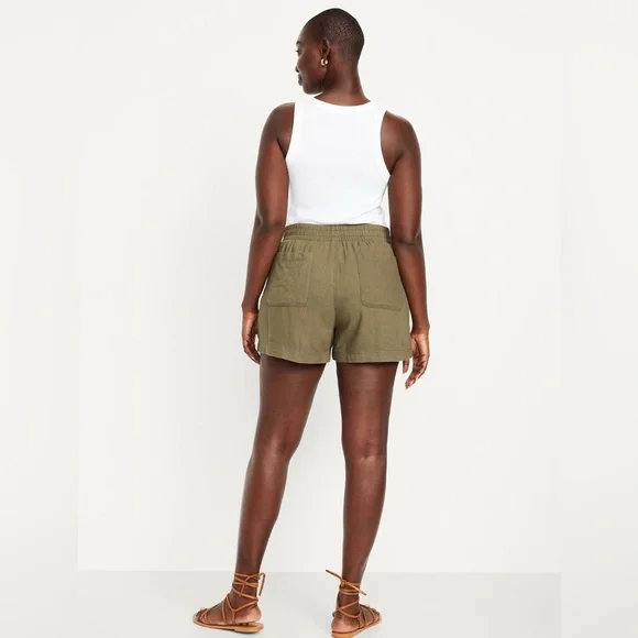 🆕 Old Navy Women’s High-Waisted Linen-Blend Shorts 3.5-in inseam Kombu XL 16-18 - Picture 3 of 15